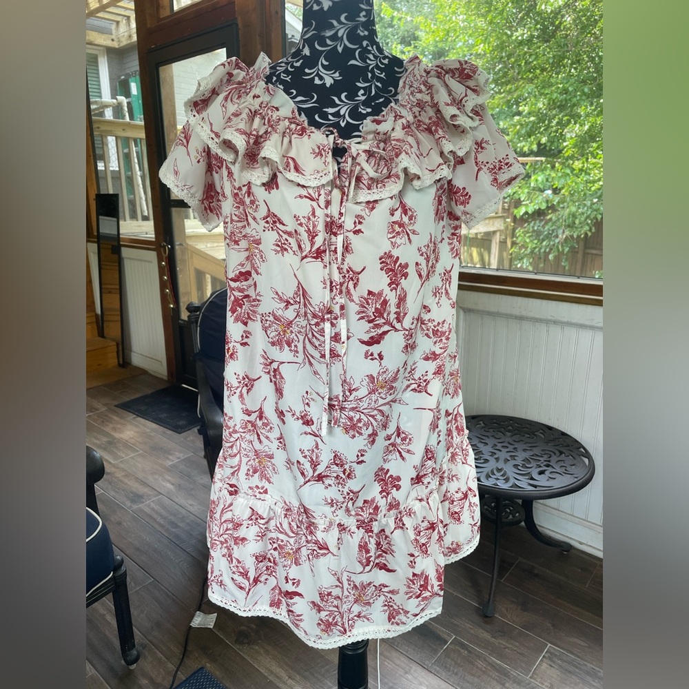 NEW Uli Herzner Red and White Floral Dress